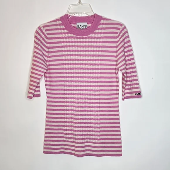 GANNI Pink & White Striped Sweater - Picture 4 of 11
